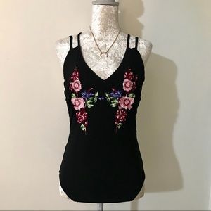 Black Floral Bodysuit